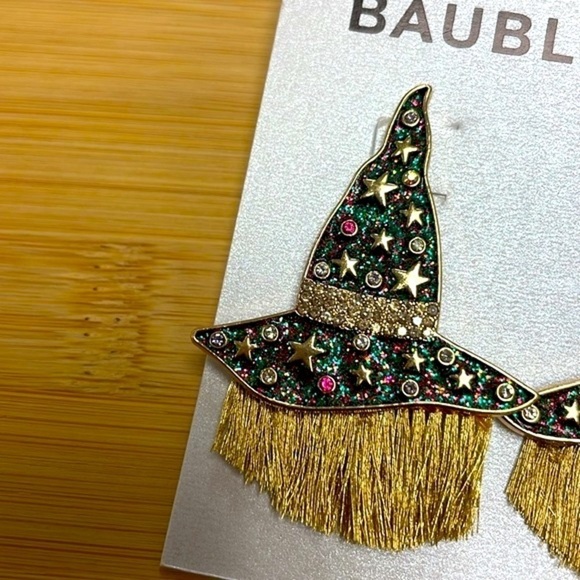 Brand New BaubleBar Witch Hat w/ Hair Crystals Stars Post Earrings Halloween - Picture 4 of 14